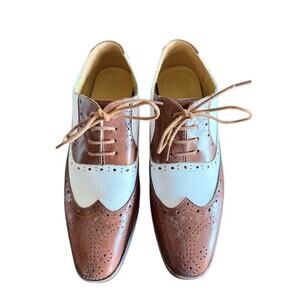 Men’s Two-Tone Wingtip Oxford Dress Shoes Brown & White EU 42 / US 9